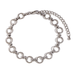 Minimalist silver stainless steel chain anklet with round links and lobster clasp closure