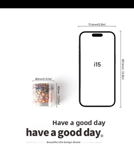 Detailed size comparison of PET decorative tape showing 40mm dimensions next to phone silhouette
