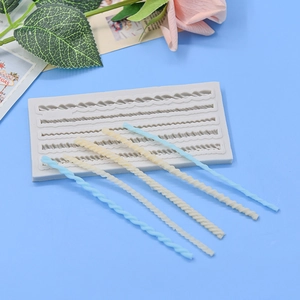 Silicone twist rope texture mold for DIY cake decorating and fondant with assorted color clay