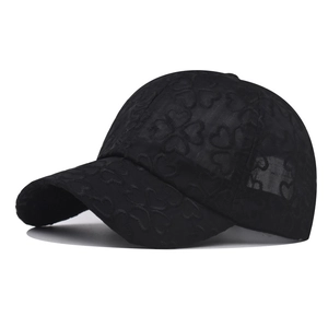 Women Lace Baseball Cap Breathable Mesh Heart Embroidery Sun Protection Fashion Korean Style Adjustable Hat