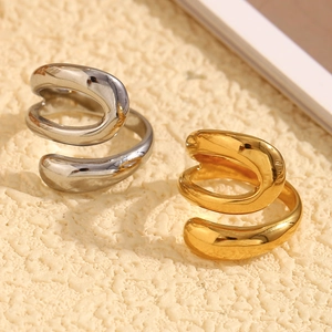 Multi-Layer Spiral Open Ring Stainless Steel 18K Gold Plated Geometric Snake Minimalist Adjustable Jewelry For Women
