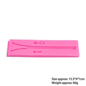 Pink silicone zipper lace fondant mold for cake decorating and chocolate baking tool
