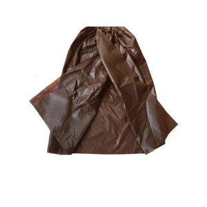 Detail of coffee brown disposable non-woven bath towel with elastic neck for spa use
