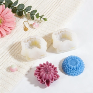Silicone flower molds for candles with detailed carnation and peony floral patterns