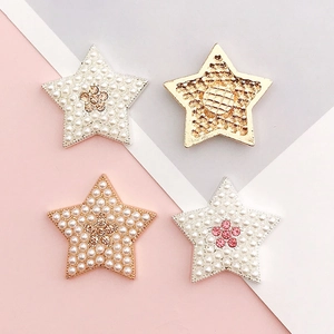 Star-shaped alloy charms with pearls and rhinestones for DIY shoes and jewelry