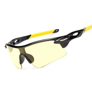 Outdoor cycling sunglasses with yellow lenses and black streamlined professional sports frame