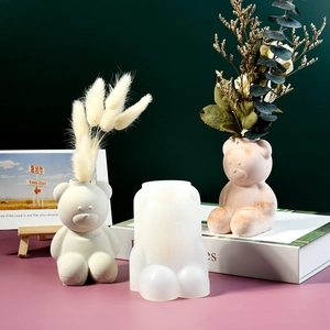 Molde de silicona de oso sentado para florero DIY y adornos de hogar minimalistas