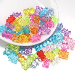 Colorful transparent acrylic gummy bear beads for DIY jewelry making and handmade crafts