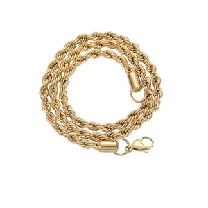 Golden 5mm stainless steel rope chain necklace with a secure lobster clasp closure
