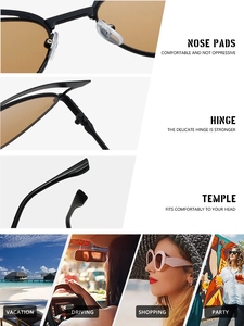 Detailsicht auf Silikon-Nasenpads und robuste Scharniere der Cat-Eye-Sonnenbrille