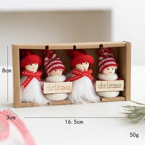 Christmas Gnome Ornaments Handmade Knitted Plush Faceless Dolls Holiday Tree Hanging Decorations Festive Gifts