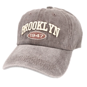 Vintage washed baseball cap with Brooklyn 1947 embroidery and curved brim in charcoal