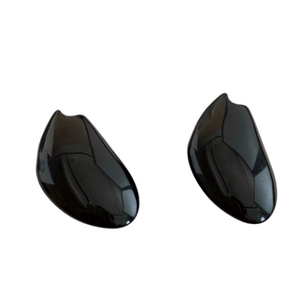 Glossy black side rear view mirror covers for cars shown on a clean white background