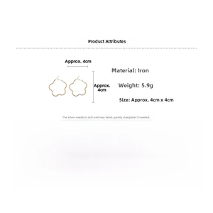 Detailed view of red retro flower hoop earrings with dimensions and material specs