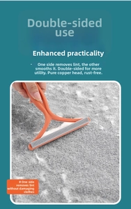 Dual-sided manual lint remover with rust-proof pure copper head and orange handle