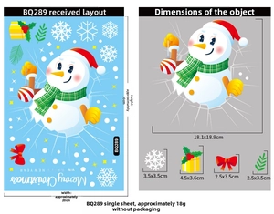 Detailansicht der 20x30cm Weihnachts-Schneemann-Sticker mit genauen Maßangaben der Teile