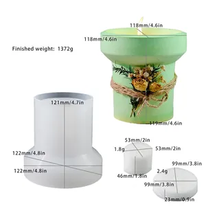 Detailed dimensions of chimney-shaped silicone mold for DIY striped candle cups