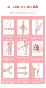 Detail showing 23 movable joints of the princess doll for 360-degree rotation