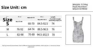 Guide des tailles détaillé pour robe léopard avec mesures de poitrine, taille et hanches