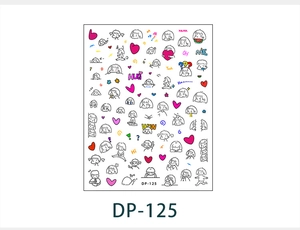 Close-up of DP-125 Japanese cartoon nail stickers with colorful emoji girl patterns