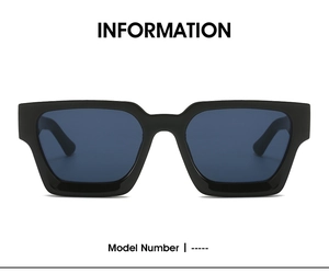 Front view of classic thick black rectangular frames with dark grey-blue lenses