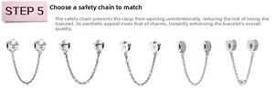 Detailed collection of assorted silver safety chains with star and heart charms for bracelets