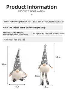 Detail eines LED-Weihnachtswichtels mit grauer Strickmütze und leuchtendem Stern