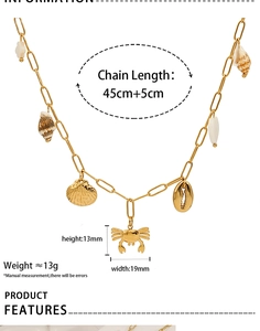 Spécifications détaillées de taille pour le collier pendentif crabe et coquillage doré