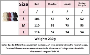 Size chart for women's shirt and ruffle skirt set with bust and length measurements