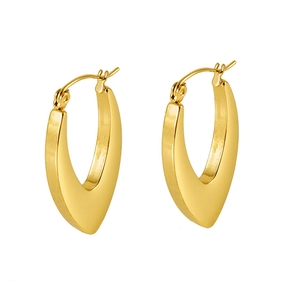Boucles d'oreilles pendantes géométriques en forme de U en acier plaqué or 18 carats