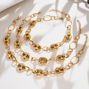 Colliers maille grain de café en acier inoxydable plaqué or 18k pour femmes chic
