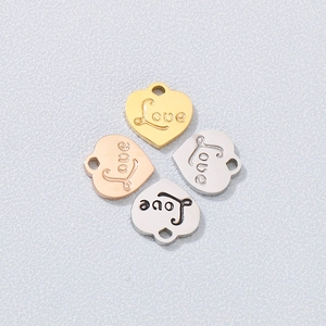 Pendentifs Cœur En Acier Inoxydable Gravés Love Charms Pour Fabrication De Bijoux DIY Collier Boucle D'oreille