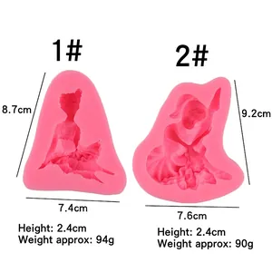 Pink silicone ballet girl fondant molds with dimensions for DIY baking and crafts