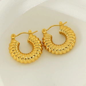 Orecchini a cerchio in acciaio inossidabile placcato oro 18K con design a spirale