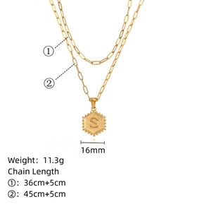 Spécifications de taille pour collier double couche doré avec pendentif lettre S