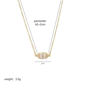 Gold oval peanut pendant necklace in stainless steel with sparkling zircon inlay