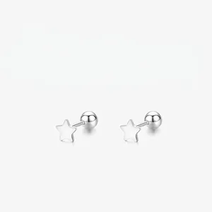 Minimalist Star Stud Earrings For Women With 925 Sterling Silver Screw Back Ball Post Polished Simple Starry Jewelry