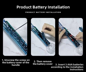 Battery installation guide for the snowflake magic wand toy using 3 AAA batteries