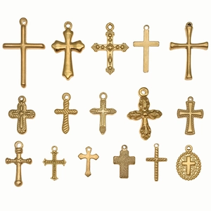Pendentifs croix dorés en acier inoxydable de styles variés pour la création de bijoux