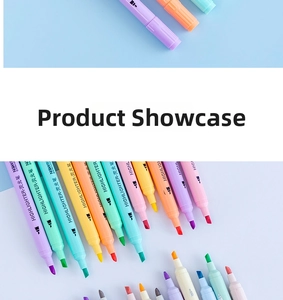 Detail of 6-color chisel tip highlighter set showing vibrant marker nibs and fiber tips
