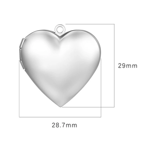 Polished silver heart-shaped stainless steel locket pendant 29mm height 28.7mm width