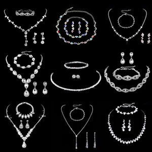 Sparkling rhinestone bridal jewelry sets with necklaces and earrings in nine styles