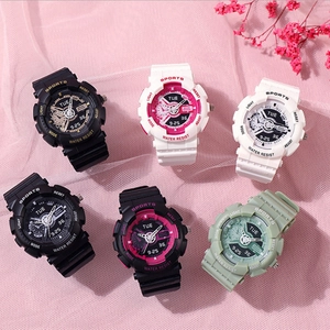 Set of six colorful digital sports watches with resin straps for students and adults