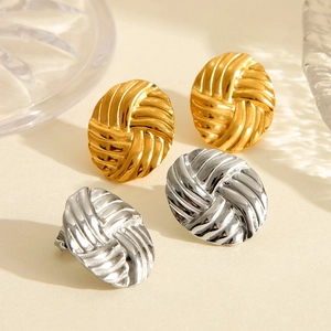 Oval twisted knot stud earrings in 18K gold and silver plated stainless steel