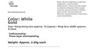 Specifications of silver bee anxiety ring with 9.5mm width and triple plating details