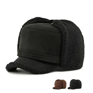 Gorro De Trampero Para Hombre Invierno Gamuza Forrado De Piel Sintética Gorro De Aviador Con Orejeras Cálido