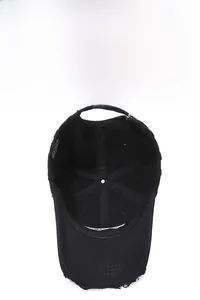 Close-up of internal structure showing black cotton sweatband and reinforced stitching