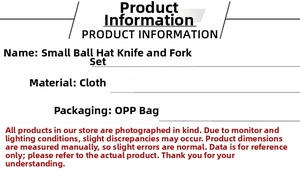 Product specifications of fabric Christmas mini hat cutlery set in transparent OPP packaging