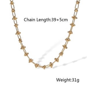 Détails de la longueur 39+5cm et du poids 31g pour collier en acier plaqué or 18K