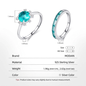 Bague marguerite en argent 925 avec cristal bleu et anneau de diamants empilable